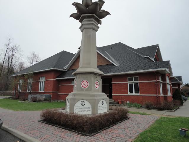 Exterior view of a 19,000 square foot red brick non-denominational religious facility.